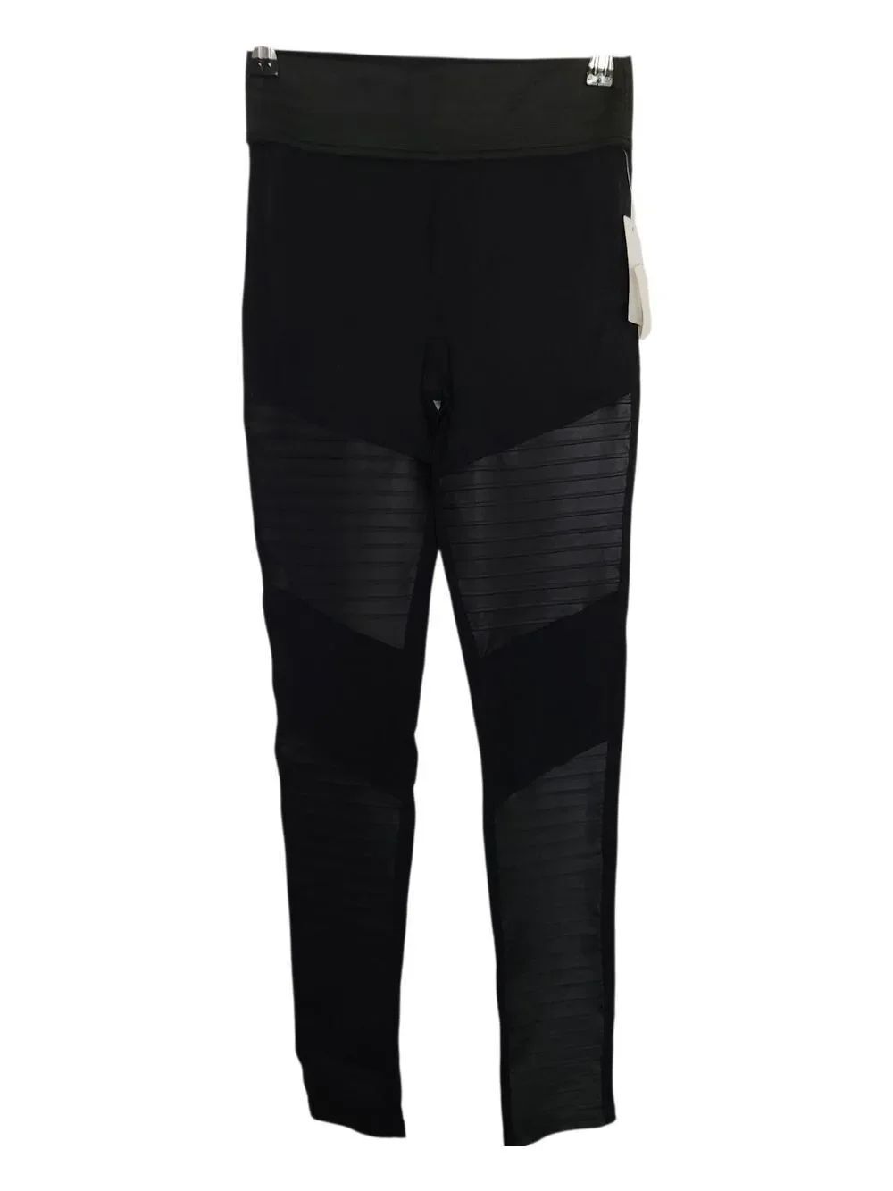 Sugar Plus Lips Black Moto Stripe Leggings Size Small NWT